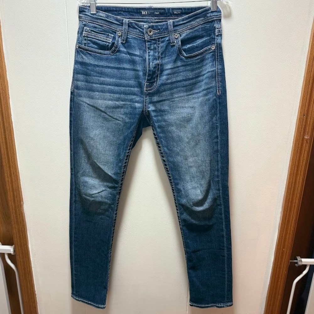 BKE Ethan Straight Leg Jeans Mens Size 30x30 Medium Wash Blue Denim Stretch